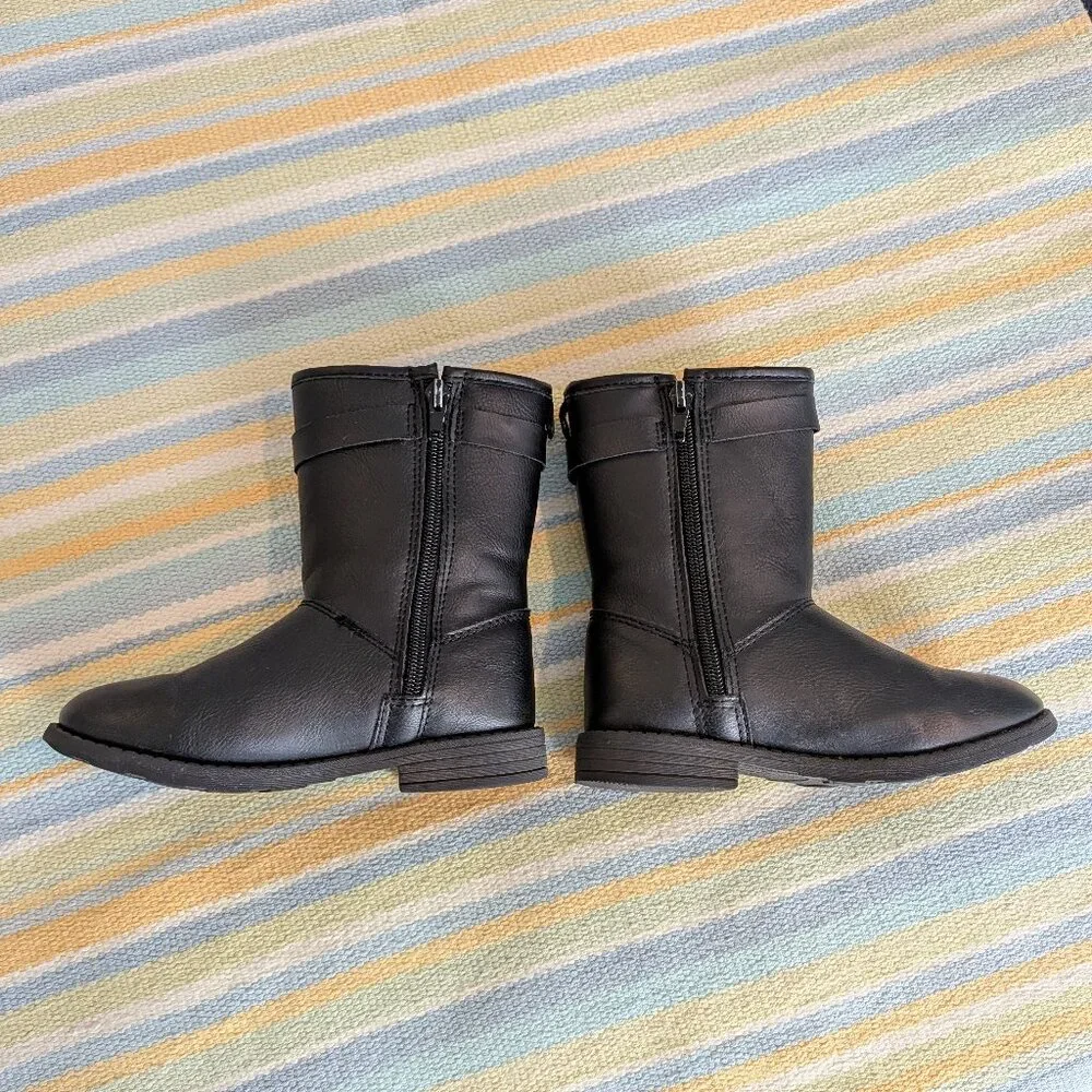 ⭐ Girls Carter's Tall Black Buckle Boots size 12